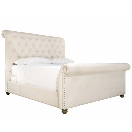 Contemporary Upholstered King Bed with Button-Tufting