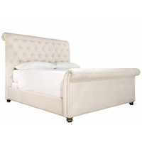 Contemporary Upholstered King Bed with Button-Tufting