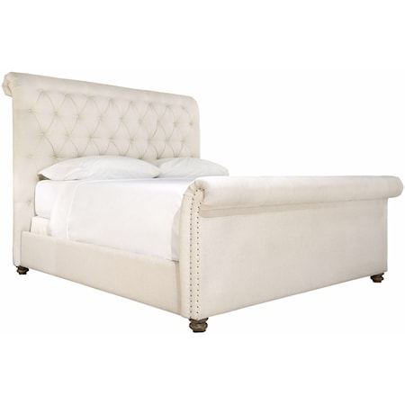 Contemporary Upholstered King Bed with Button-Tufting