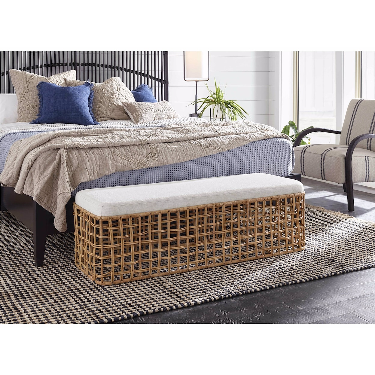 Universal Getaway Coastal Living Home Rattan Bench