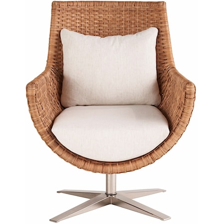 Coastal Upholstered Swivel Arm Chair
