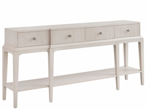 Transitional 4-Drawer Console Table with Open Shelf