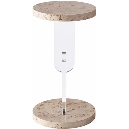 Contemporary Side Table with Acrylic Pedestal