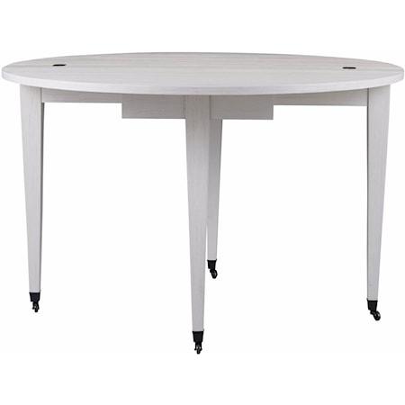Contemporary Coastal Round Dining Table with Drawer Storage