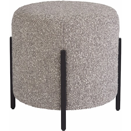 Contemporary Round Pouf Ottoman with Metal Legs
