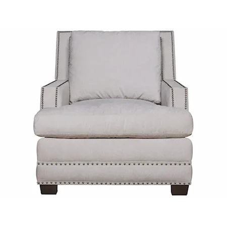 Contemporary Upholstered Living Room Chair with Nail-Head Trim