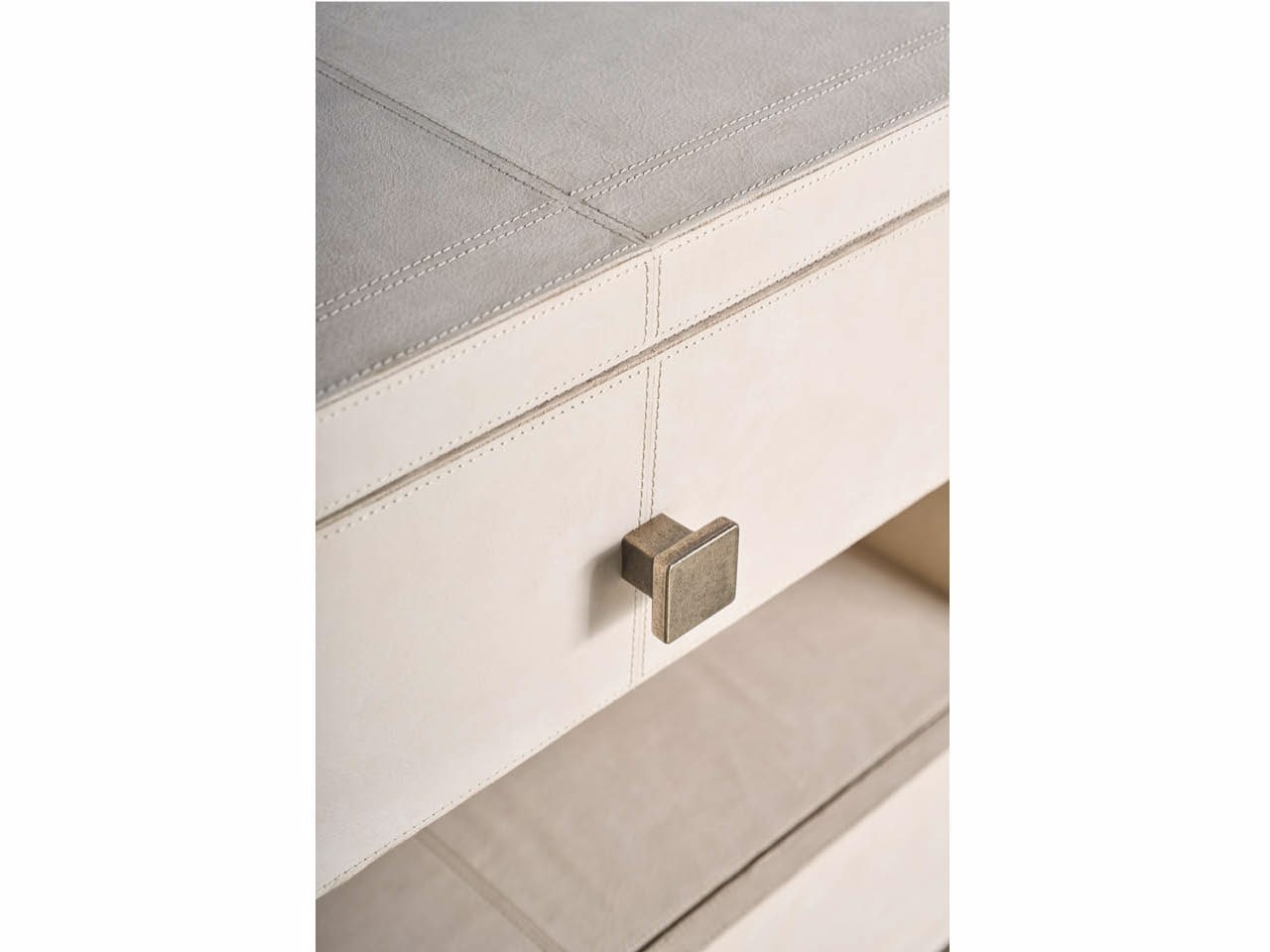 Two-Drawer Leather-Wrapped Nightstand