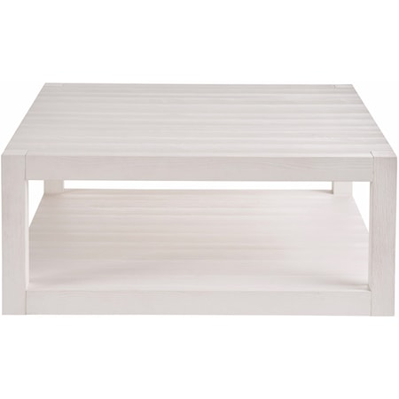 Contemporary Square Cocktail Table with Lower Shelf Storage