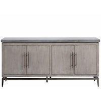 Transitional 4-Door Entertainment Console with Adjustable Shelves