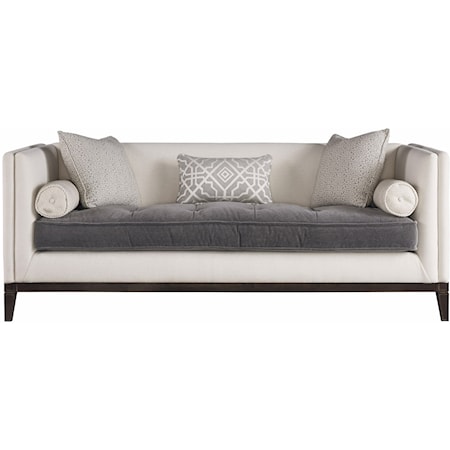 Transitional Button-Tufted Sofa with Throw Pillows