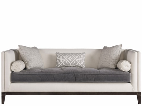 Transitional Button-Tufted Sofa with Throw Pillows