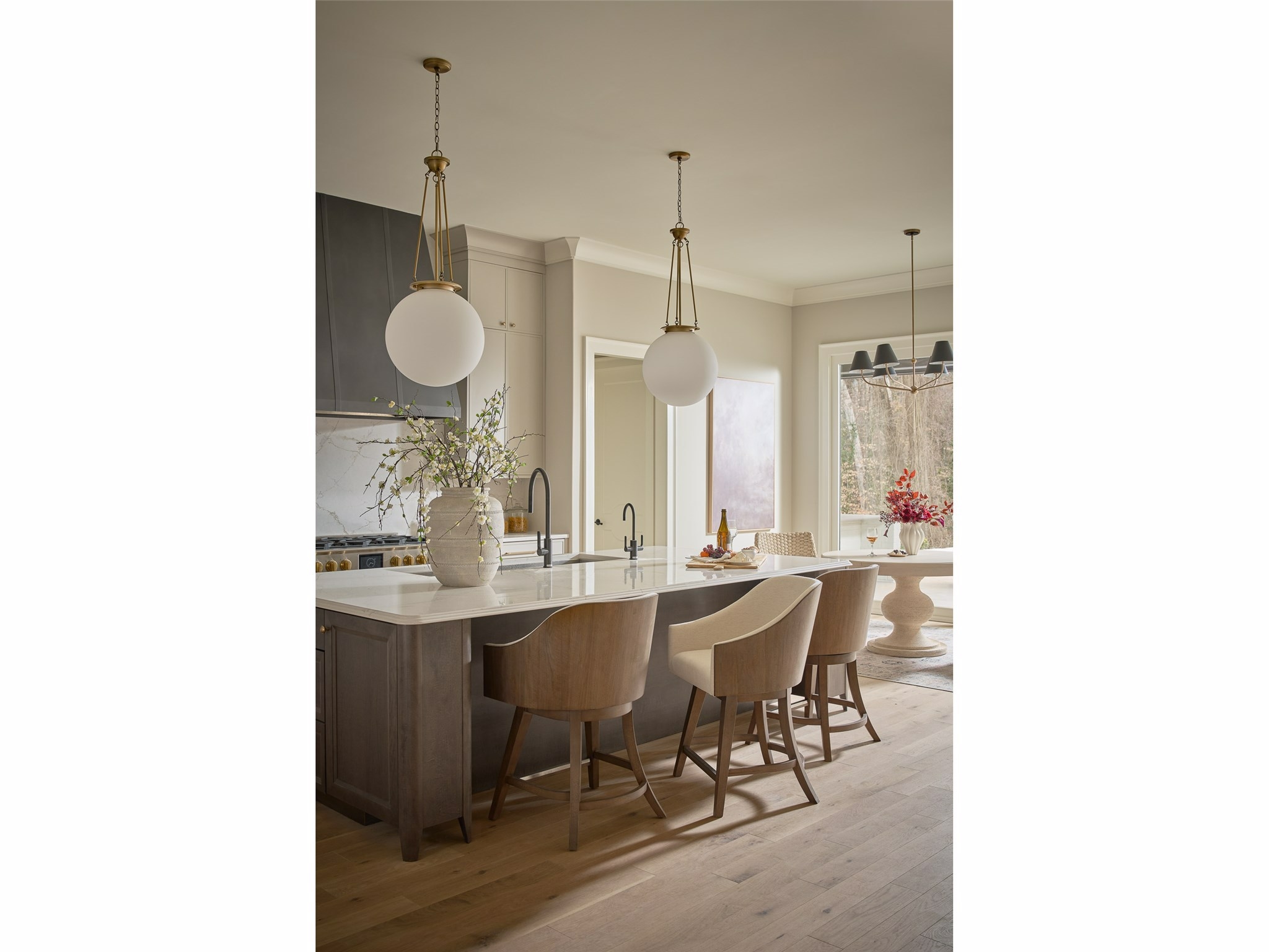 Upholstered Barrel-Back Swivel Counter Chair