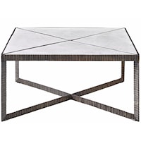 Contemporary Cocktail Table with Inset White Marble Top