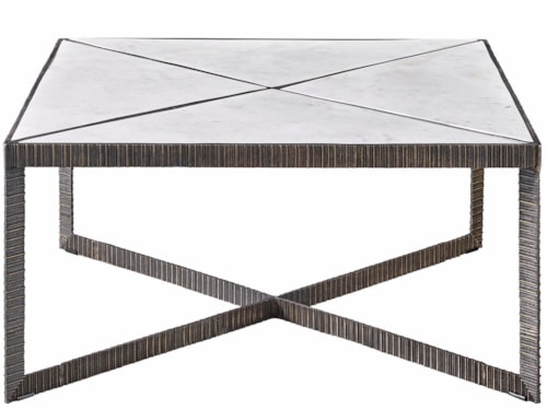 Contemporary Cocktail Table with Inset White Marble Top
