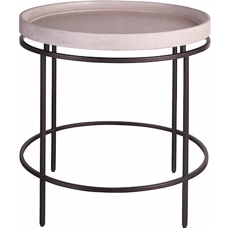 Contemporary Round End Table with Metal Frame