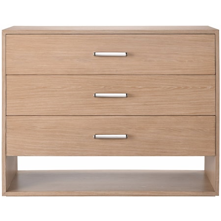 Contemporary 3-Drawer Dresser with Lower Storage Shelf