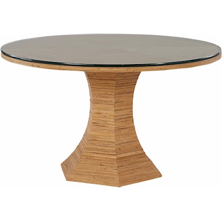Coastal Round Dining Table with Glass Top