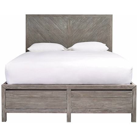 Rustic Queen Bed with 2 Footboard Drawers