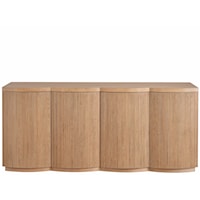 Contemporary 4-Door Storage Credenza with Power Outlets