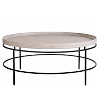 Contemporary Round Cocktail Table with Metal Base