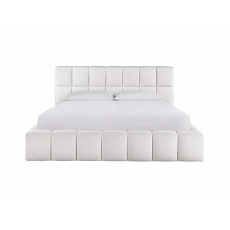 Contemporary Upholstered King Panel Bed with Low-Profile Footboard