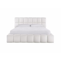 Contemporary Upholstered King Panel Bed with Low-Profile Footboard