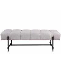 Contemporary Upholstered Bench with Tufting & Metal Base