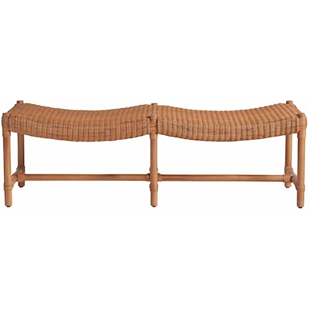 Two-Seat Rattan Bench
