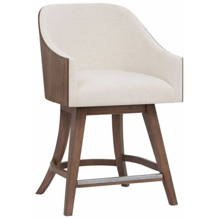 Upholstered Barrel-Back Swivel Counter Chair