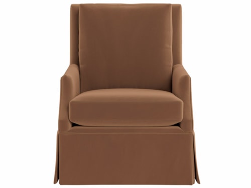 Transitional Swivel Glider Chair with Skirted Base