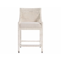 Coastal Counter Chair with Rattan Seatback