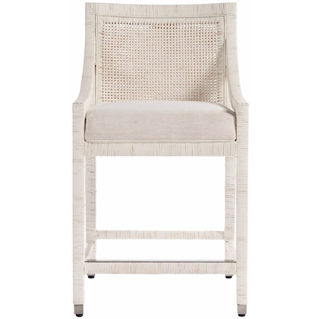 Coastal Counter Chair with Rattan Seatback