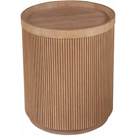 Contemporary Round Side Table in Oak Finish