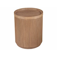 Contemporary Round Side Table in Oak Finish