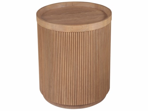 Contemporary Round Side Table in Oak Finish