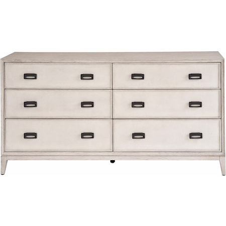 Contemporary 6-Drawer Dresser with Felt-Lined Top Drawers