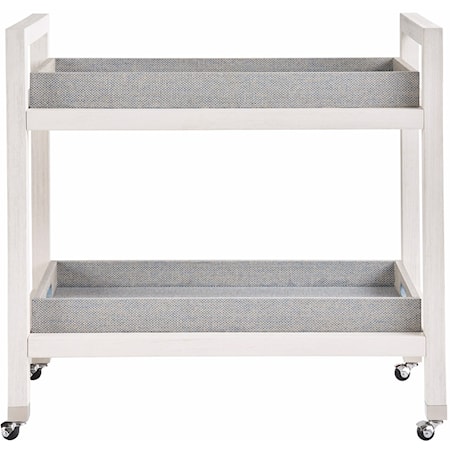 Contemporary Coastal Bar Cart with Removable Trays