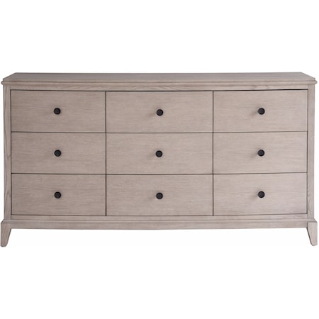 Contemporary 9-Drawer Bedroom Dresser with Felt-Lined Jewelry Trays