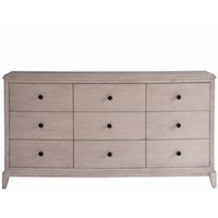 Contemporary 9-Drawer Bedroom Dresser with Felt-Lined Jewelry Trays