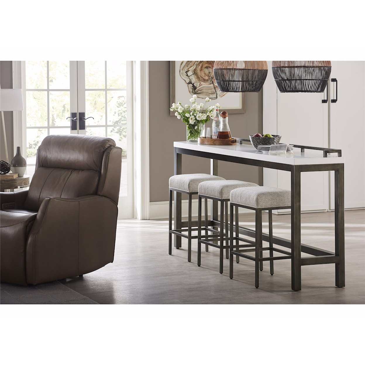 Universal Curated Table with Stools