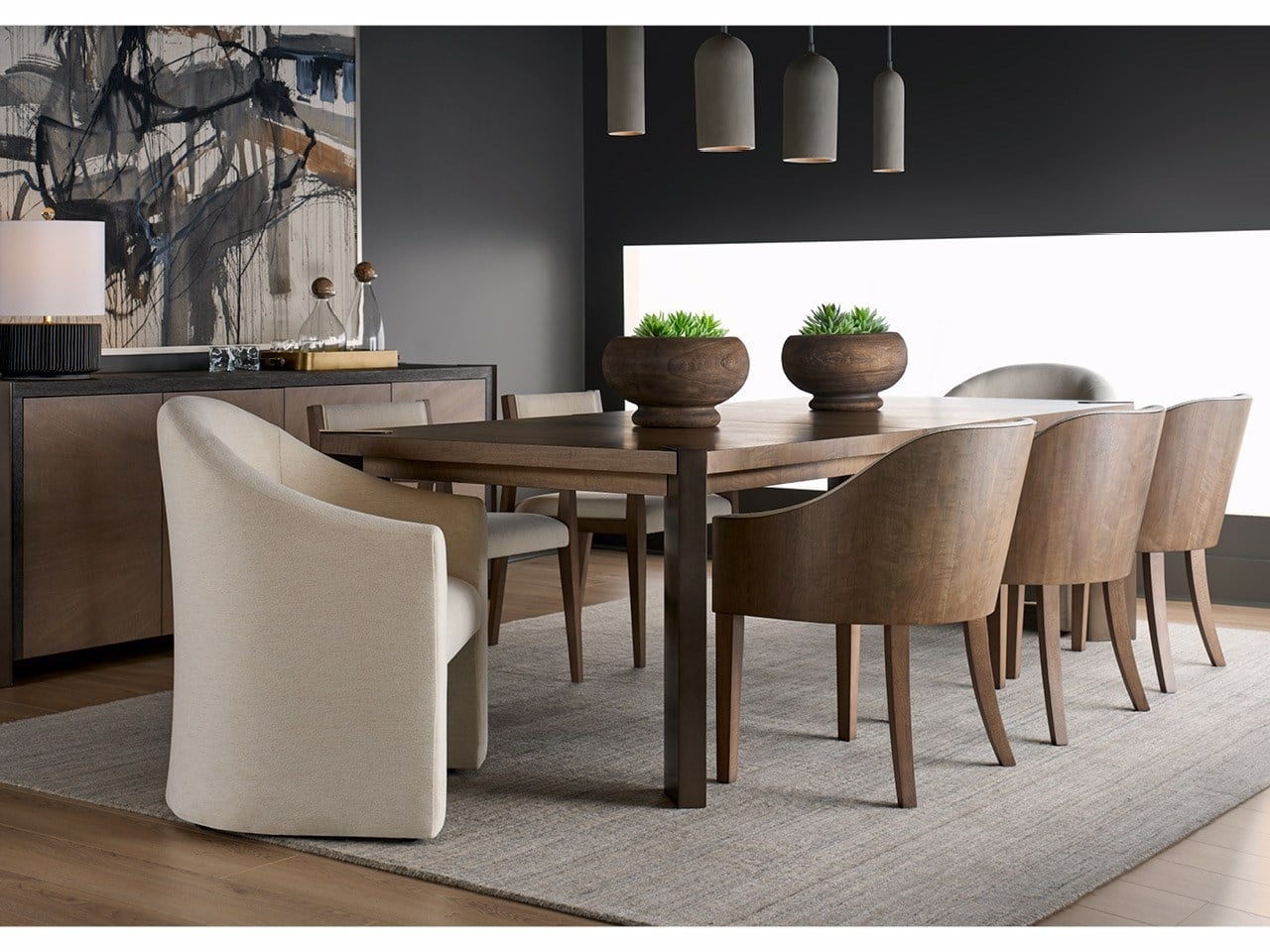 Upholstered Barrel-Back Dining Arm Chair