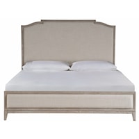 Contemporary Upholstered King Panel Bed with Low-Profile Footboard