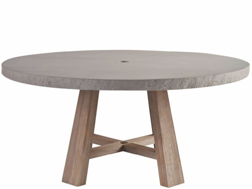 Coastal Outdoor Round Dining Table with Umbrella Hole