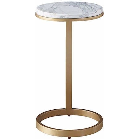 Contemporary Side Table with Marble Top