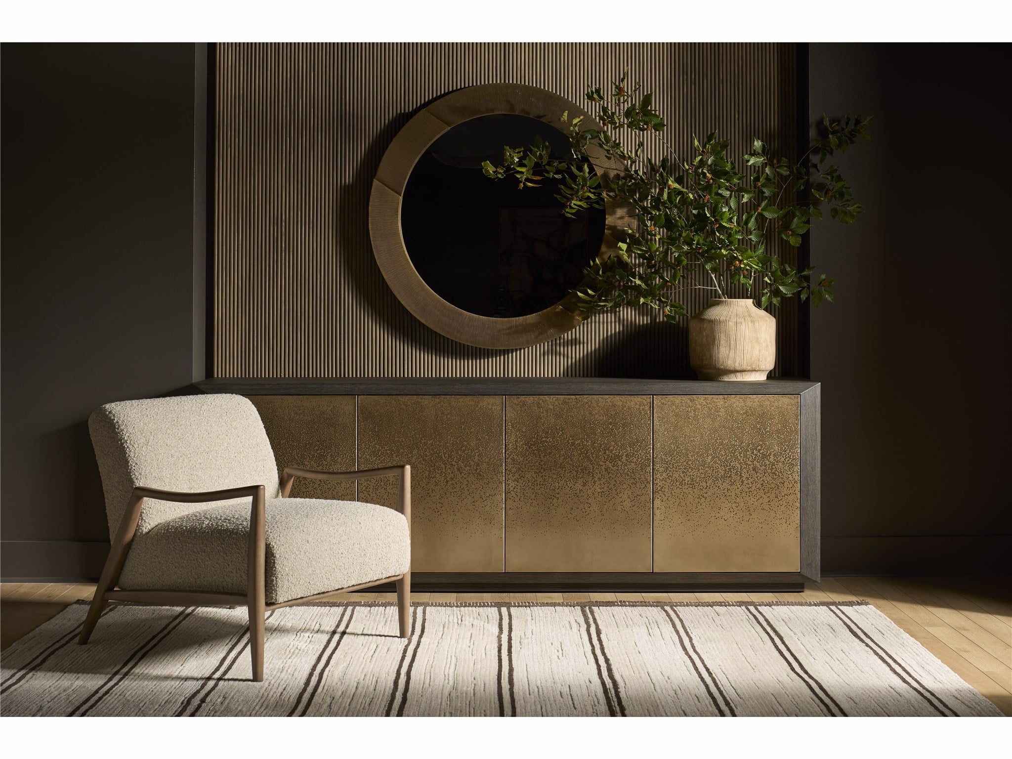 Round Textured Soft Bronze Mirror