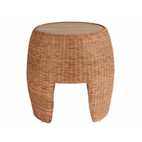 Coastal Fishbone Woven End Table