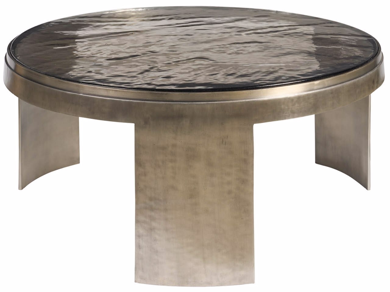 Cast Glass-Top Round Cocktail Table