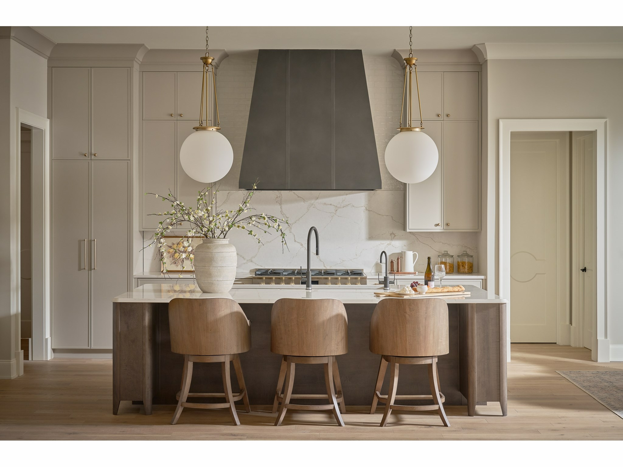 Upholstered Barrel-Back Swivel Counter Chair