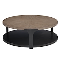 Contemporary Kenya Round Cocktail Table with Open Shelf