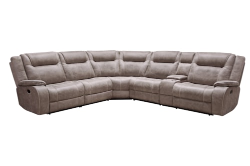 Transitional 6-Piece Manual Reclining Sectional Sofa and Console